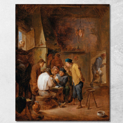 Interno Di Una Taverna Con Rozzi Che Giocano A Carte David Teniers The Younger dty16 quadro stampato su tela