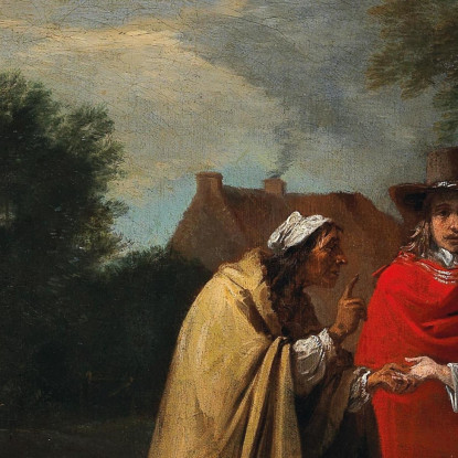 Una Coppia Elegante Che Incontra Una Chiromante David Teniers The Younger dty23 quadro stampato su tela