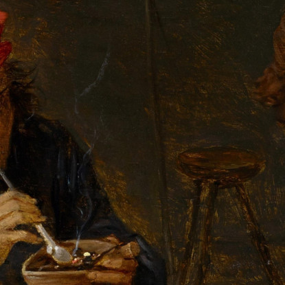 Contadino In Una Taverna Che Accende La Pipa David Teniers The Younger dty35 quadro stampato su tela