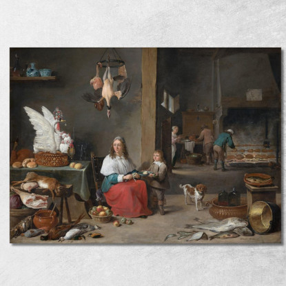 Interno Di Cucina David Teniers The Younger dty49 quadro stampato su tela