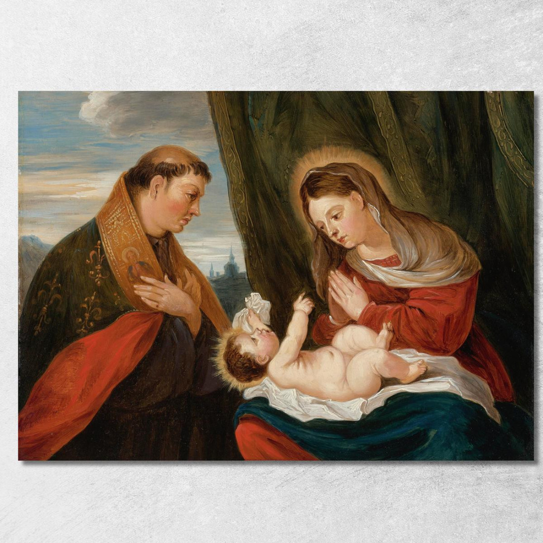 Madonna Col Bambino E San Luigi Di Tolosa David Teniers The Younger dty56 quadro stampato su tela Madonna Col Bambino E San Luigi Di Tolosa David Teniers The Younger dty56 quadro stampato su tela