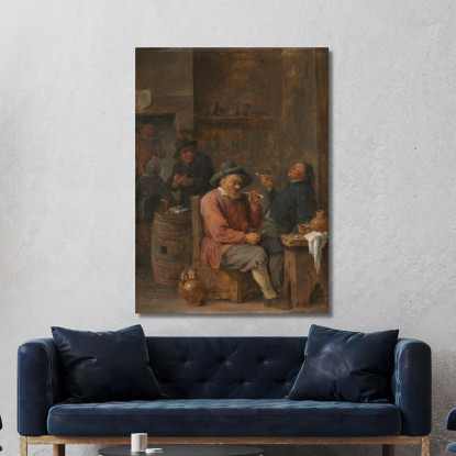 Contadini Che Fumano In Una Locanda David Teniers The Younger dty69 quadro stampato su tela