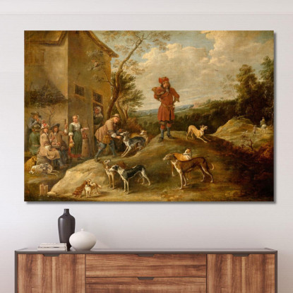 Cacciatori A Riposo David Teniers The Younger dty71 quadro stampato su tela