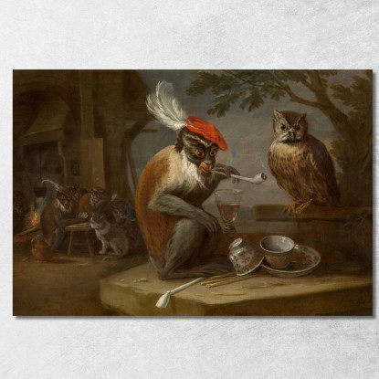 Singerie David Teniers The Younger dty74 quadro stampato su tela