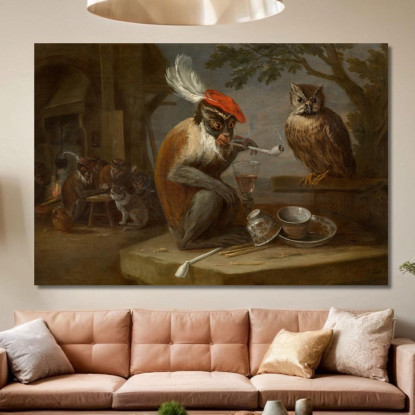 Singerie David Teniers The Younger dty74 quadro stampato su tela