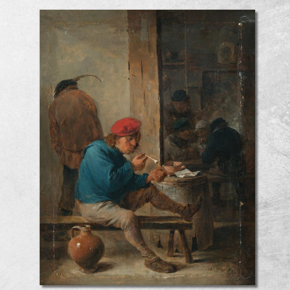 Scena Di Taverna Con Fumatori David Teniers The Younger dty83 quadro stampato su tela