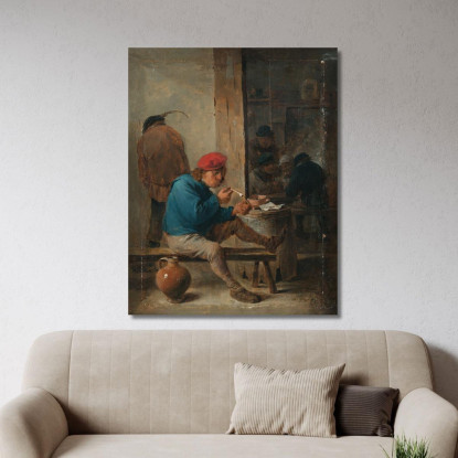 Scena Di Taverna Con Fumatori David Teniers The Younger dty83 quadro stampato su tela