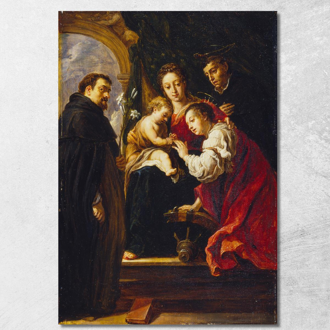 Il Matrimonio Mistico Di Santa Caterina (Dopo Fetti) David Teniers The Younger dty97 quadro stampato su tela Il Matrimonio Mistico Di Santa Caterina (Dopo Fetti) David Teniers The Younger dty97 quadro stampato su tela