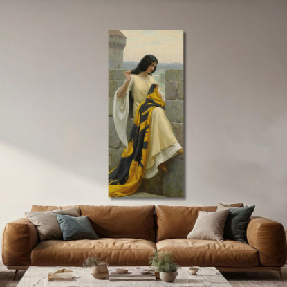 Cucendo Lo Stendardo Edmund Blair Leighton ebl19 quadro stampato su tela