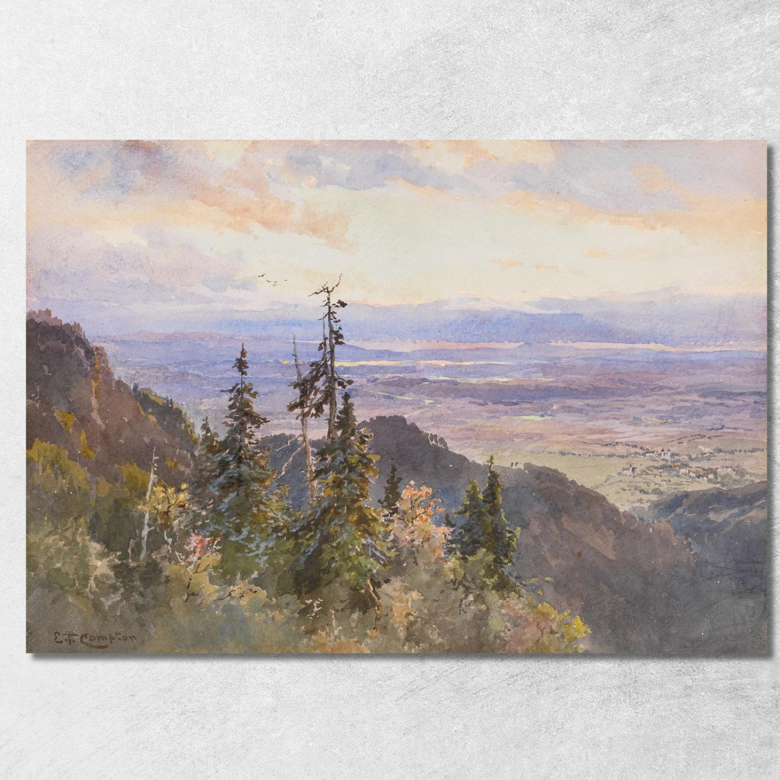 Sulla Benediktenwand Vista Su Schlehdorf E Il Kochelsee Edward Theodore Compton etc8 quadro stampato su tela Sulla Benediktenwand Vista Su Schlehdorf E Il Kochelsee Edward Theodore Compton etc8 quadro stampato su tela