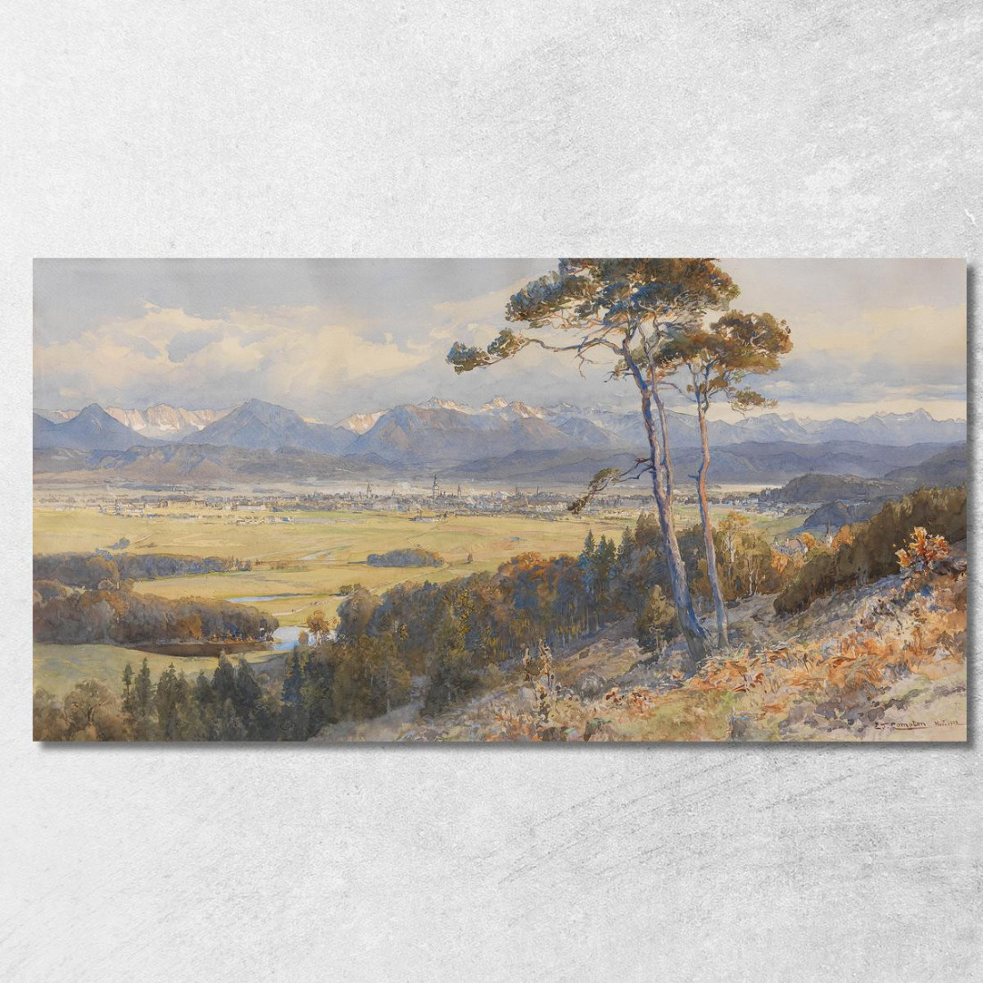 Vista Su Klagenfurt Con Le Catene Montuose Delle Caravanche Edward Theodore Compton etc15 quadro stampato su tela Vista Su Klagenfurt Con Le Catene Montuose Delle Caravanche Edward Theodore Compton etc15 quadro stampato su tela