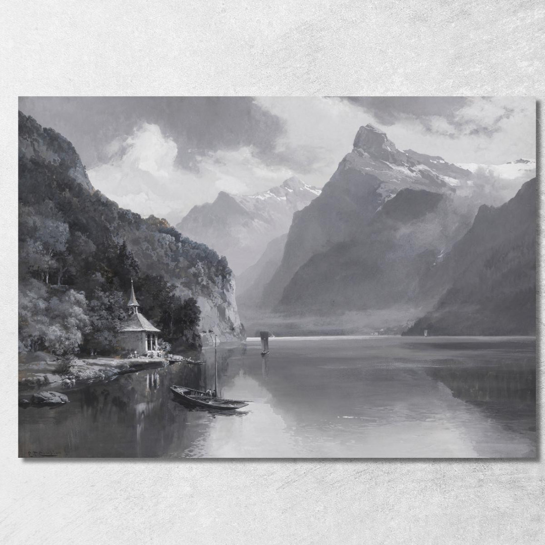 Lago Dei Quattro Cantoni Con La Cappella Di Tell E L’Uri Rotstock Edward Theodore Compton etc56 quadro stampato su tela Lago Dei Quattro Cantoni Con La Cappella Di Tell E L’Uri Rotstock Edward Theodore Compton etc56 quadro stampato su tela
