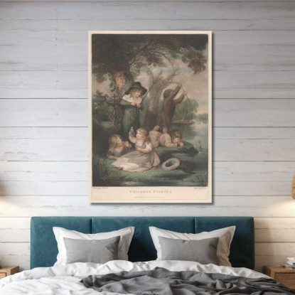 Bambini Che Pescano George Morland gmo15 quadro stampato su tela