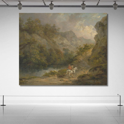Paesaggio Roccioso Con Due Uomini Su Un Cavallo George Morland gmo29 quadro stampato su tela