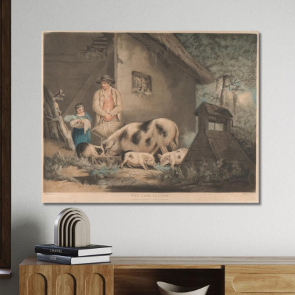 L'Ultima Cucciolata George Morland gmo47 quadro stampato su tela