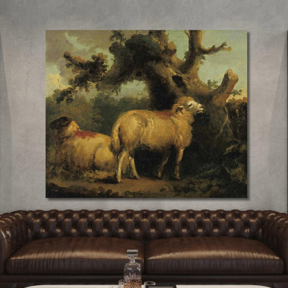 Due Pecore In Un Paesaggio George Morland gmo54 quadro stampato su tela