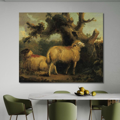 Due Pecore In Un Paesaggio George Morland gmo54 quadro stampato su tela