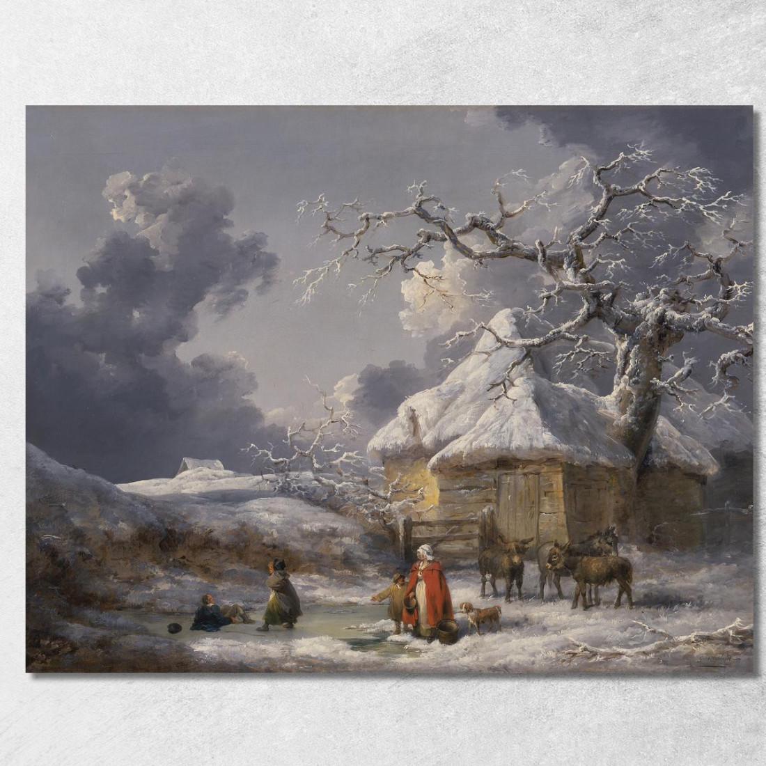 Paesaggio Invernale Con Figure George Morland gmo56 quadro stampato su tela Paesaggio Invernale Con Figure George Morland gmo56 quadro stampato su tela