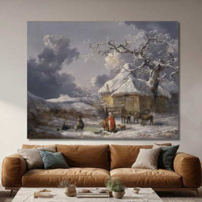 Paesaggio Invernale Con Figure George Morland gmo56 quadro stampato su tela