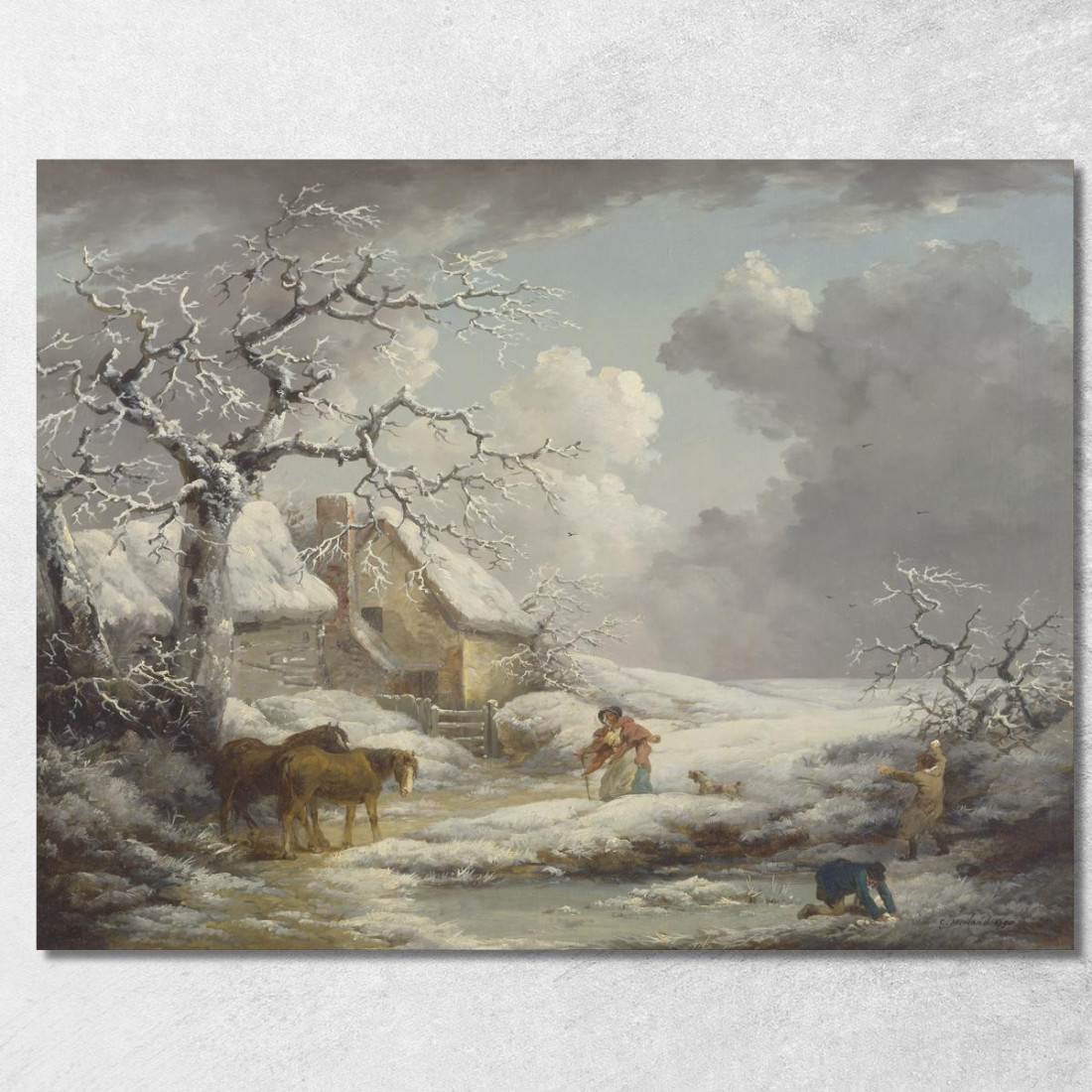 Paesaggio Invernale George Morland gmo57 quadro stampato su tela Paesaggio Invernale George Morland gmo57 quadro stampato su tela