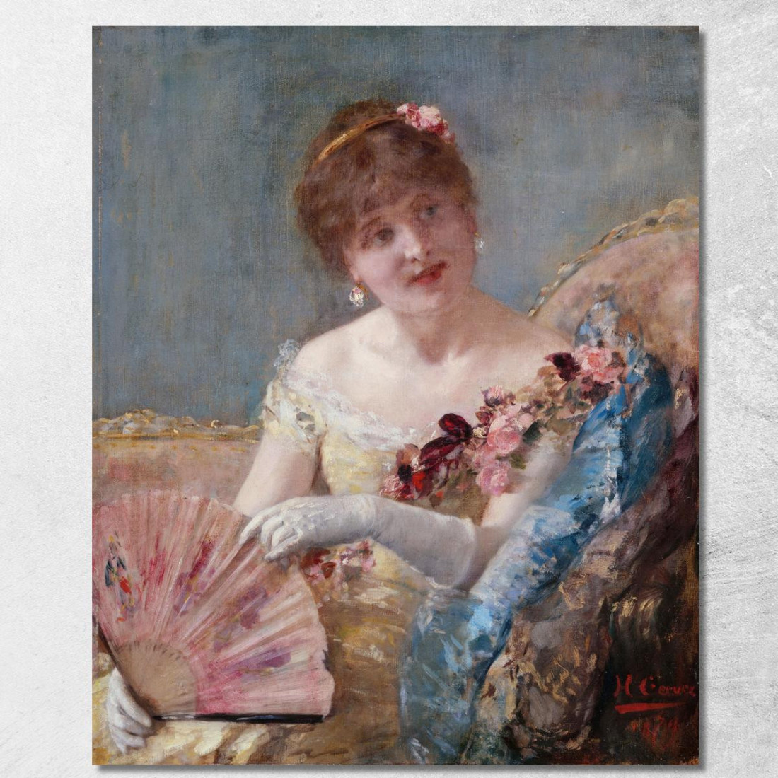 Donna Con Ventaglio - Ritratto Di Réjane Henri Gervex hgr12 quadro stampato su tela Donna Con Ventaglio - Ritratto Di Réjane Henri Gervex hgr12 quadro stampato su tela