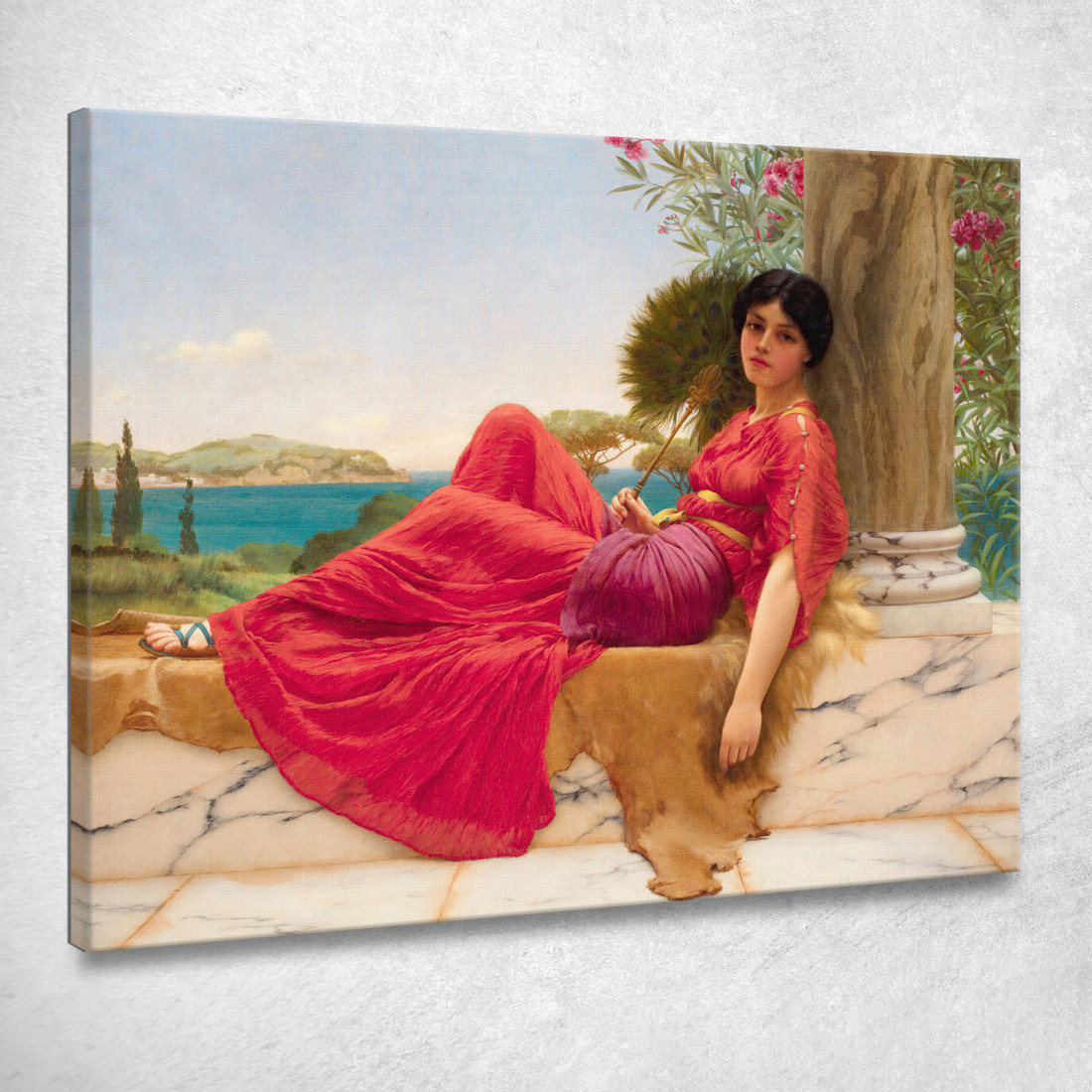 Appoggiato Contro Una Colonna John William Godward jwg46 quadro stampato su tela