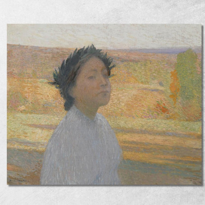 Busto Di Giovane Ragazza Con Una Corona Di Alloro Henri Martin hmt13 quadro stampato su tela