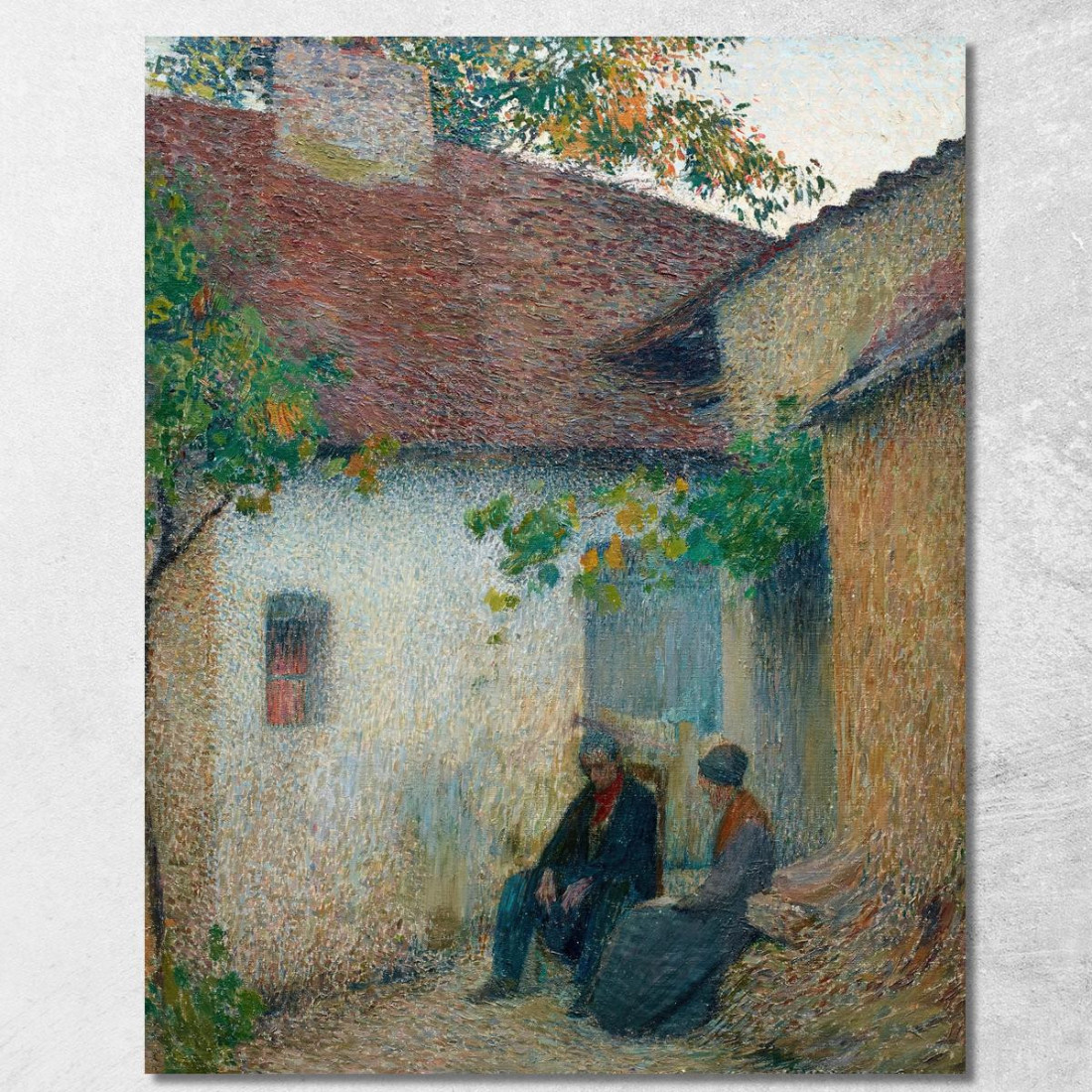 Coppia In Conversazione Davanti Alla Fattoria Henri Martin hmt20 quadro stampato su tela