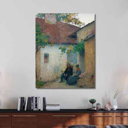 Coppia In Conversazione Davanti Alla Fattoria Henri Martin hmt20 quadro stampato su tela