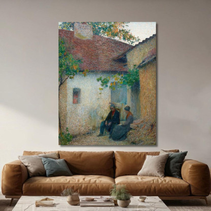 Coppia In Conversazione Davanti Alla Fattoria Henri Martin hmt20 quadro stampato su tela