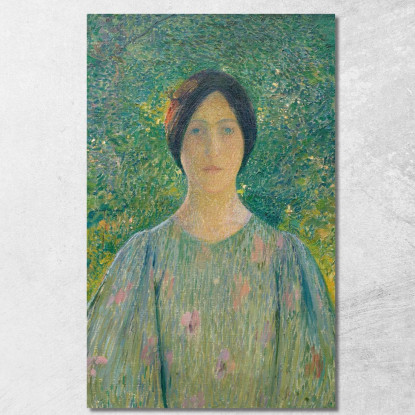 Giovane Donna Con L'Abito Fiorito Henri Martin hmt31 quadro stampato su tela