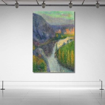 La Valle Del Lot Vicino A Saint-Cirq-Lapopie Henri Martin hmt39 quadro stampato su tela