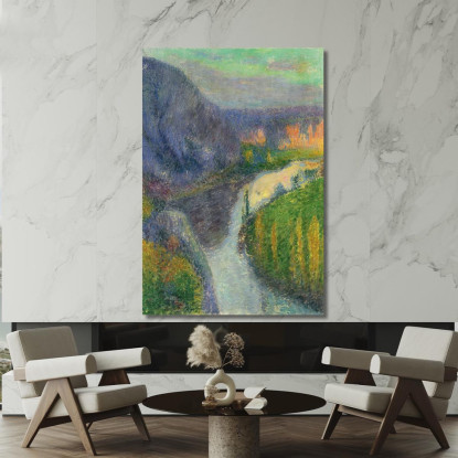 La Valle Del Lot Vicino A Saint-Cirq-Lapopie Henri Martin hmt39 quadro stampato su tela