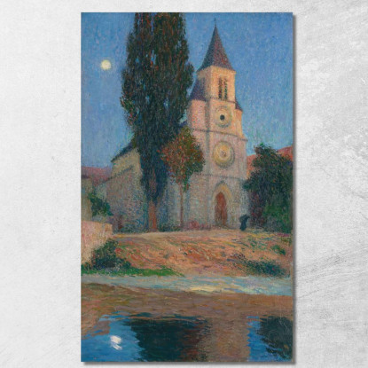 Levata Di Luna Dietro La Chiesa Di Labastide-Du-Vert Henri Martin hmt59 quadro stampato su tela