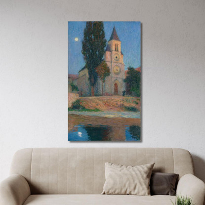 Levata Di Luna Dietro La Chiesa Di Labastide-Du-Vert Henri Martin hmt59 quadro stampato su tela
