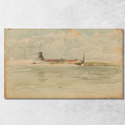 Una Piccola Nota Rossa Dordrecht James Abbott McNeill Whistler jam1 quadro stampato su tela