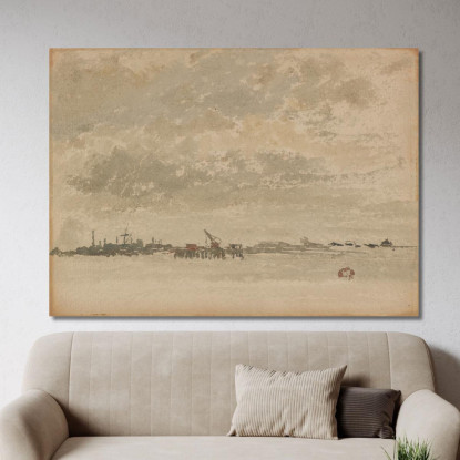 Grigio E Argento - Purfleet James Abbott McNeill Whistler jam44 quadro stampato su tela