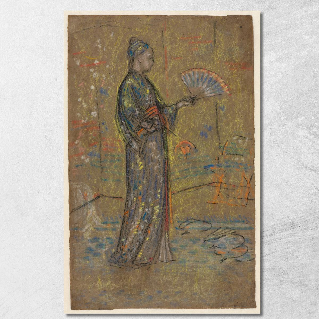 Donna Giapponese Che Dipinge Un Ventaglio James Abbott McNeill Whistler jam51 quadro stampato su tela Donna Giapponese Che Dipinge Un Ventaglio James Abbott McNeill Whistler jam51 quadro stampato su tela
