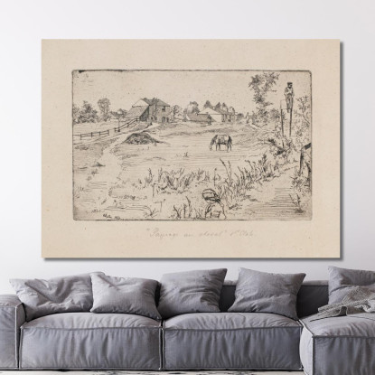 Paesaggio Con Cavalli James Abbott McNeill Whistler jam54 quadro stampato su tela