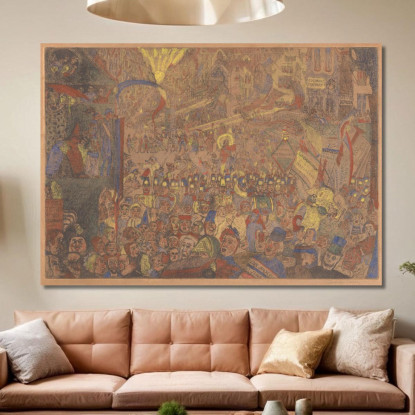 L'Entrata Di Cristo A Bruxelles James Ensor jen26 quadro stampato su tela