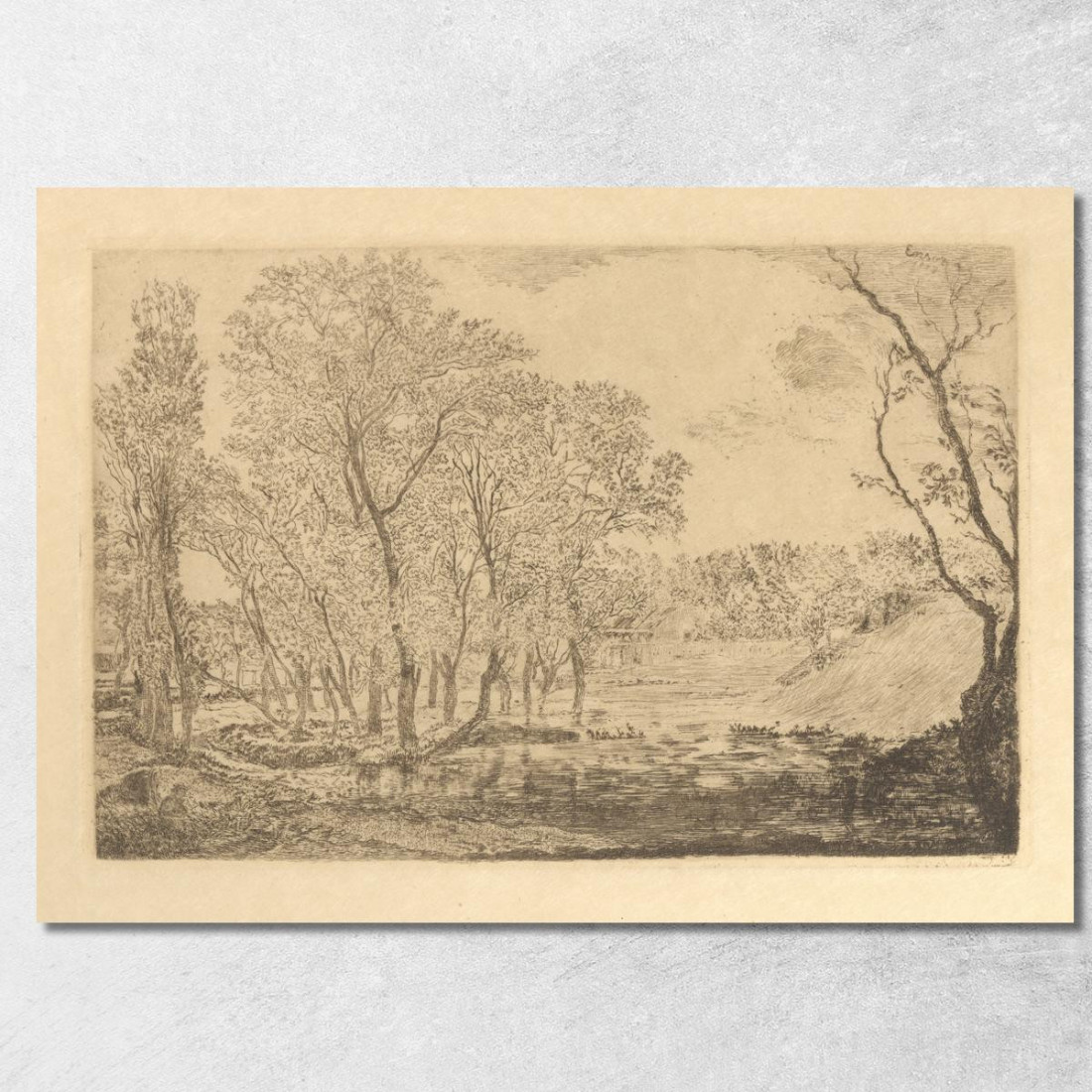 Lo Stagno Con I Pioppi James Ensor jen35 quadro stampato su tela Lo Stagno Con I Pioppi James Ensor jen35 quadro stampato su tela