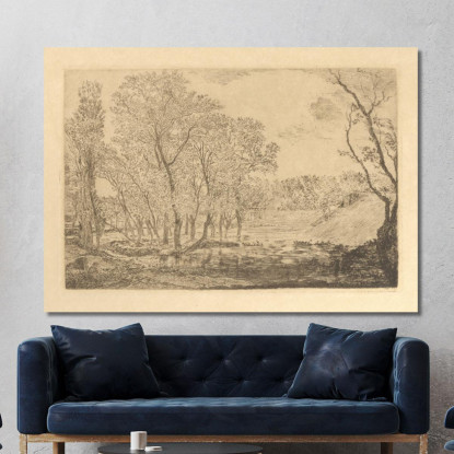 Lo Stagno Con I Pioppi James Ensor jen35 quadro stampato su tela