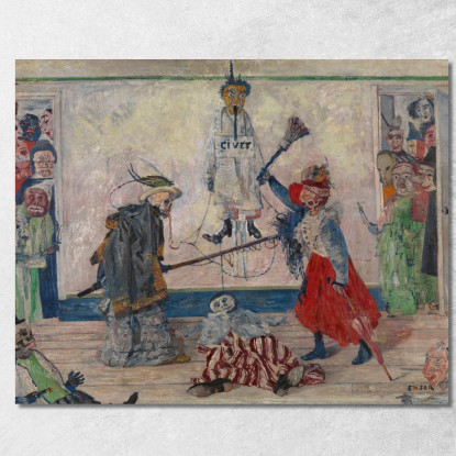 Scheletri Che Litigano Per Il Corpo Di Un Impiccato James Ensor jen83 quadro stampato su tela