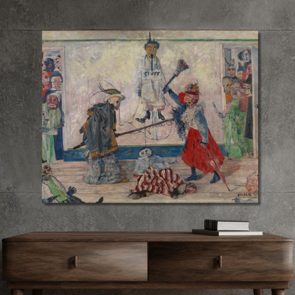 Scheletri Che Litigano Per Il Corpo Di Un Impiccato James Ensor jen83 quadro stampato su tela