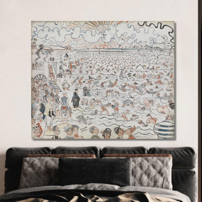 La Spiaggia Di Ostenda James Ensor jen92 quadro stampato su tela