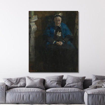 Donna Con Scialle Blu James Ensor jen119 quadro stampato su tela