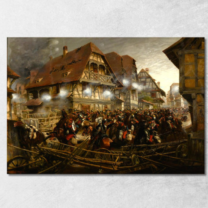 Carica Del 9º Reggimento Di Corazzieri Nel Villaggio Di Morsbronn Jean-Baptiste Édouard Detaille jbd9 quadro stampato su tela