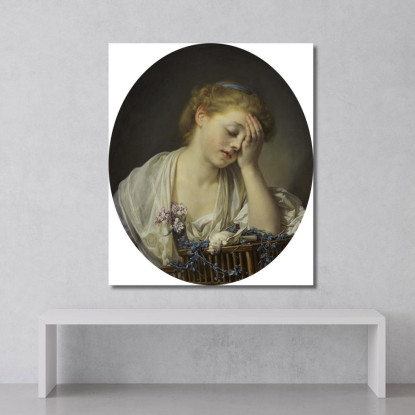 A Girl With A Dead Canary Jean-Baptiste Greuze jbg2 canvas print