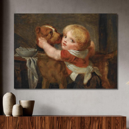 A Young Boy With A Dog Jean-Baptiste Greuze jbg3 canvas print