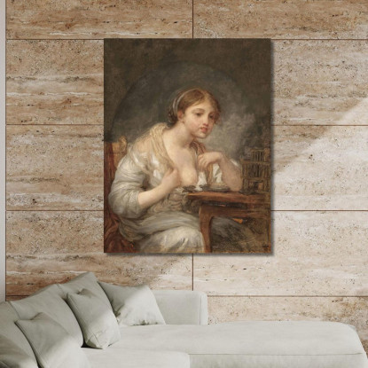 A Young Woman With A Birdcage Jean-Baptiste Greuze jbg5 canvas print